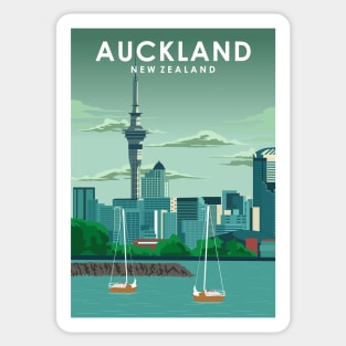 Auckland New Zealand Vintage Minimal Retro Travel Poster Sticker